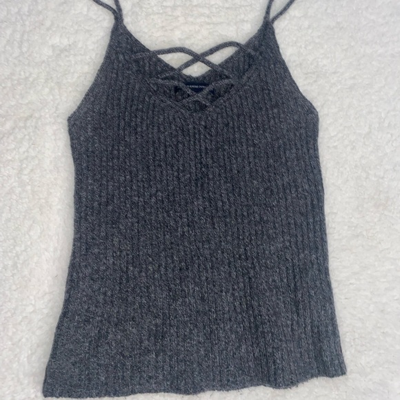 Heather Grey Ribbed Tank Top - Picture 1 of 3